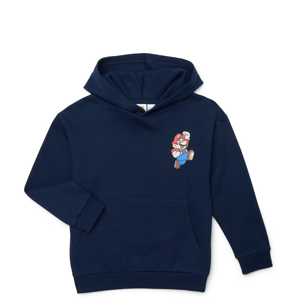 Super Mario Boys Pullover Hoodie with Long Sleeve, Size 10/12 - New w/tag